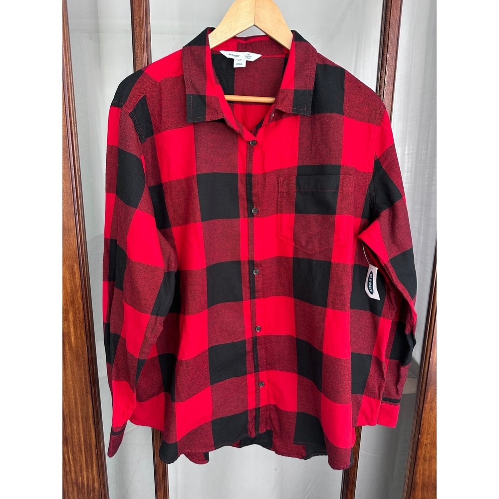 NWT‎ Old Navy The Classic 100% Cotton Shirt Flannel Men's XXL Red Black